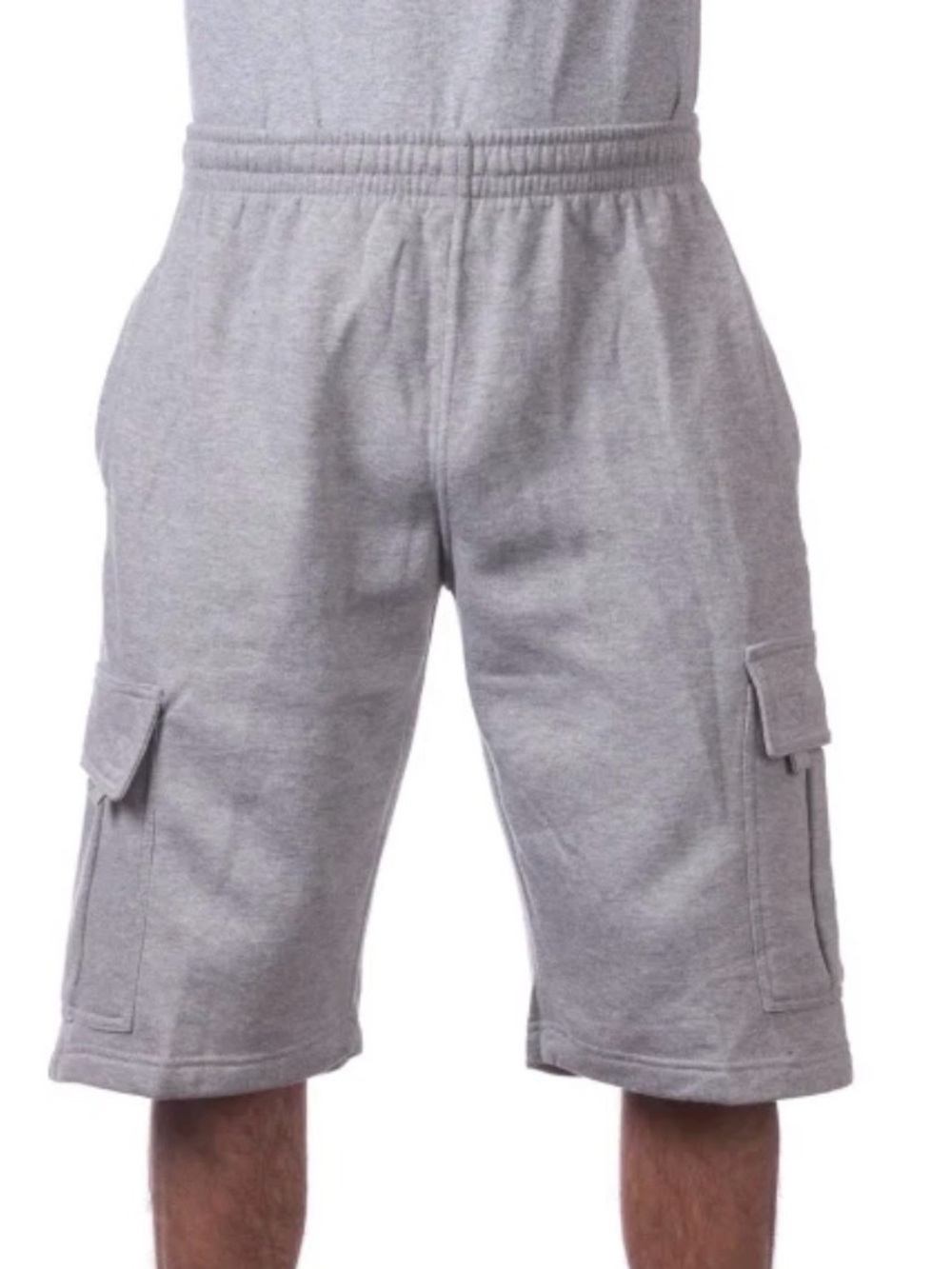 Men's Gray Cargo Athletic Shorts with Elastic Waist